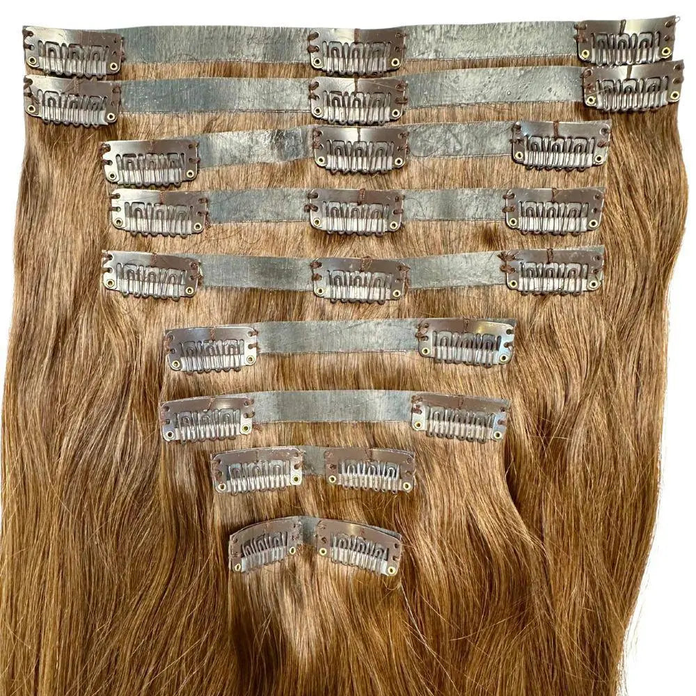 Medium Brown Seamless Clip-In HookedOnBundles Virgin Hair